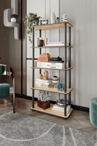 5 Katlı Dekoratif Diktörtgen Kitaplık